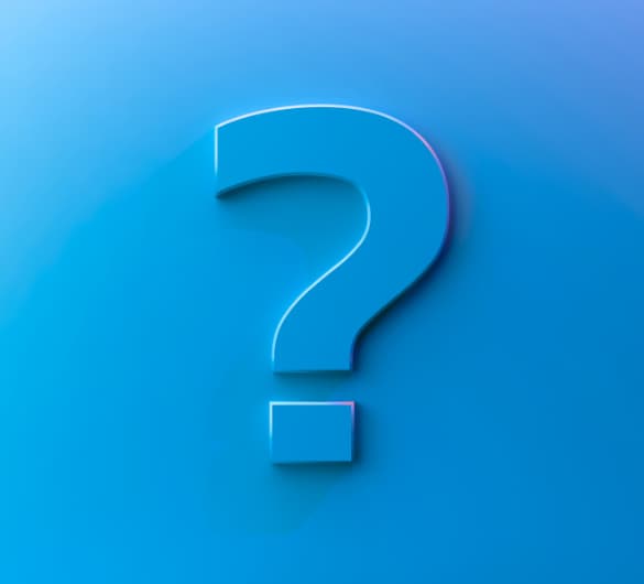 
The image displays a prominent, glowing blue question mark against a slightly darker blue background, creating a subtle shadow effect. The lighting suggests a 3D rendering of the symbol, making it stand out.