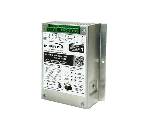 Sentinel 150P Series charger displaying AC input and DC output terminals
